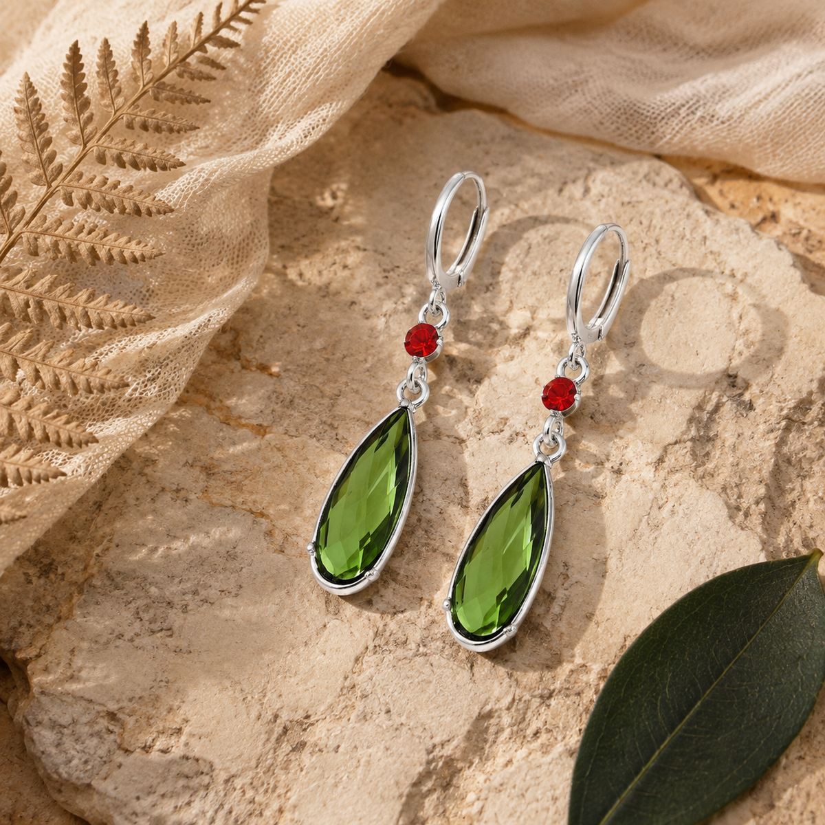 Gemstone Green Earrings