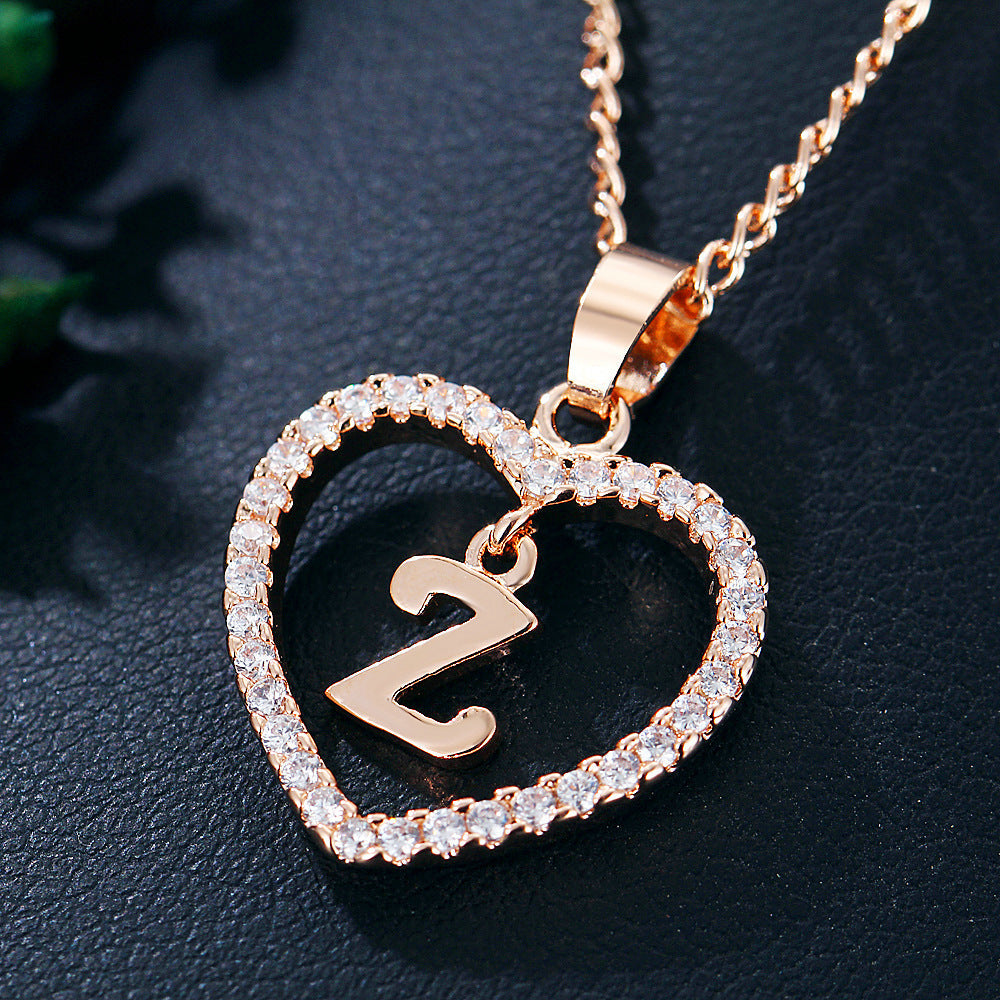 Zircon Heart-Shaped Letter Necklace