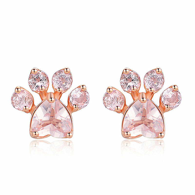 Pink Cute Cat Paw Print Earrings