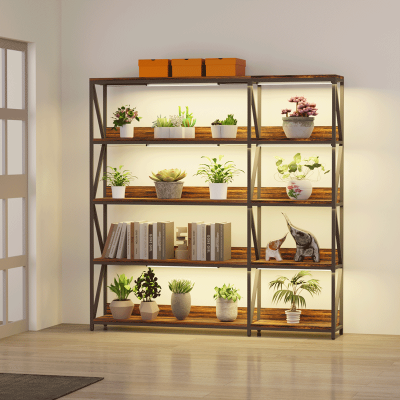 CHIESMA Corner Bookshelf with Grow Lights – Plant Stand & Shelves for Indoor Plants