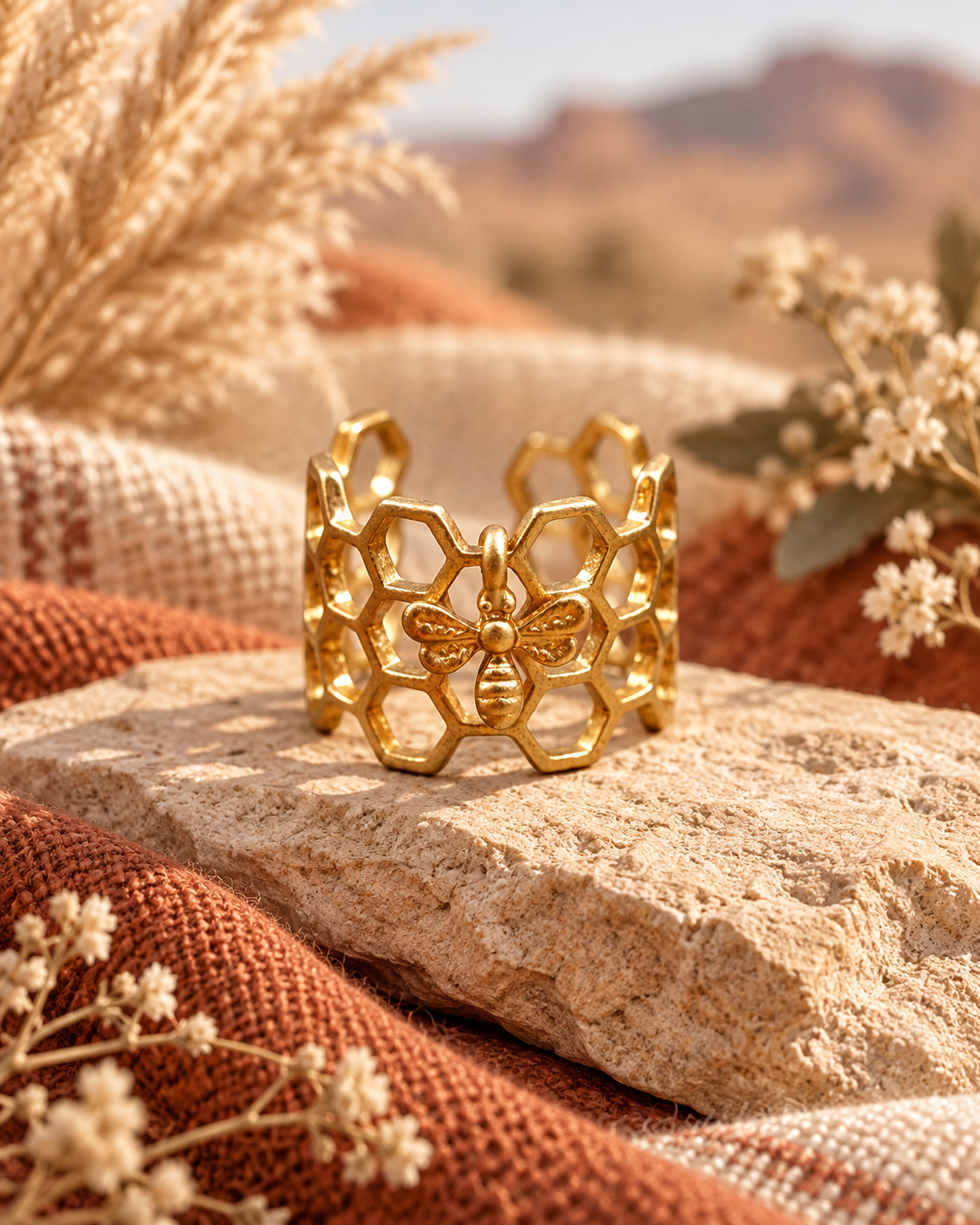 Creative Honeycomb Hexagonal Hollow Ring