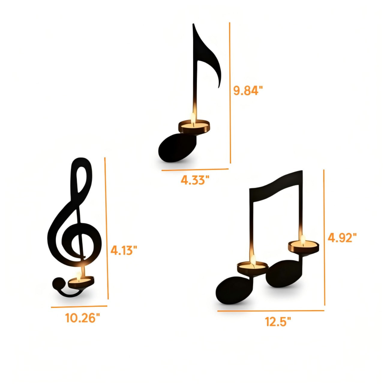 Music Note Wall Candle Holders Set – Metal Art Sconce Decor