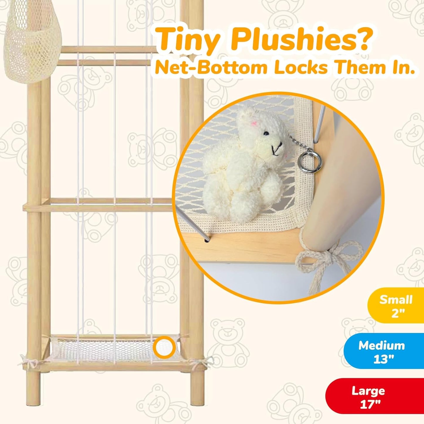 CHIESMA | Stuffed Animal Storage or Organizer, Wooden Zoo Cage Toy Holder