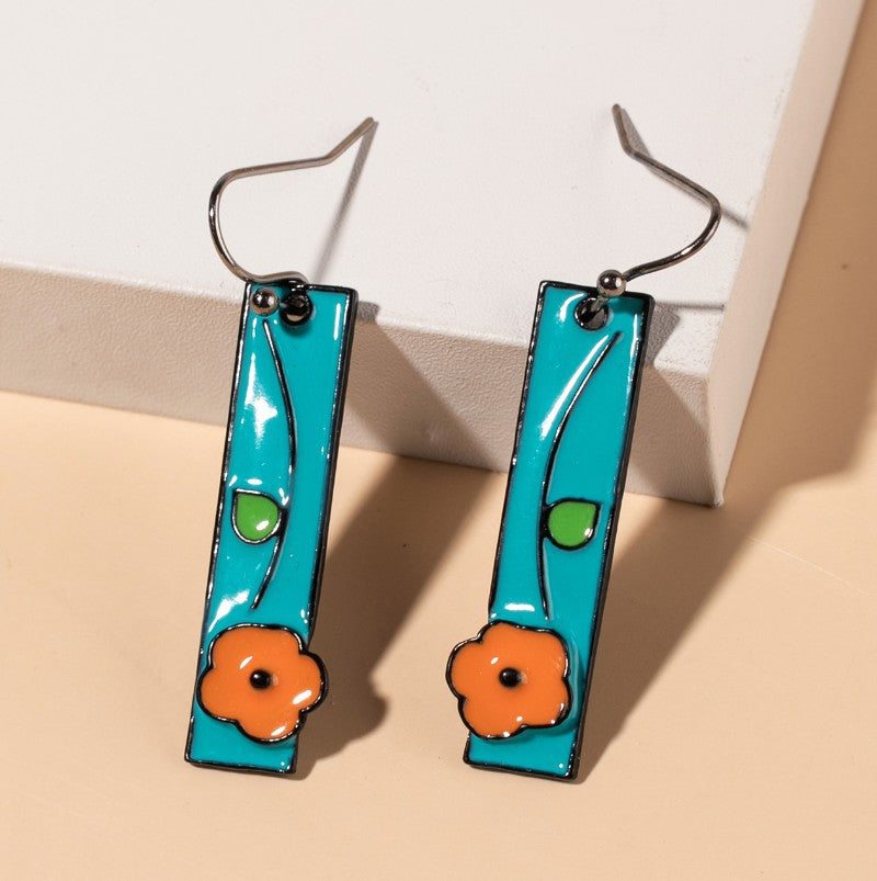 Floral Oil Painting Earrings