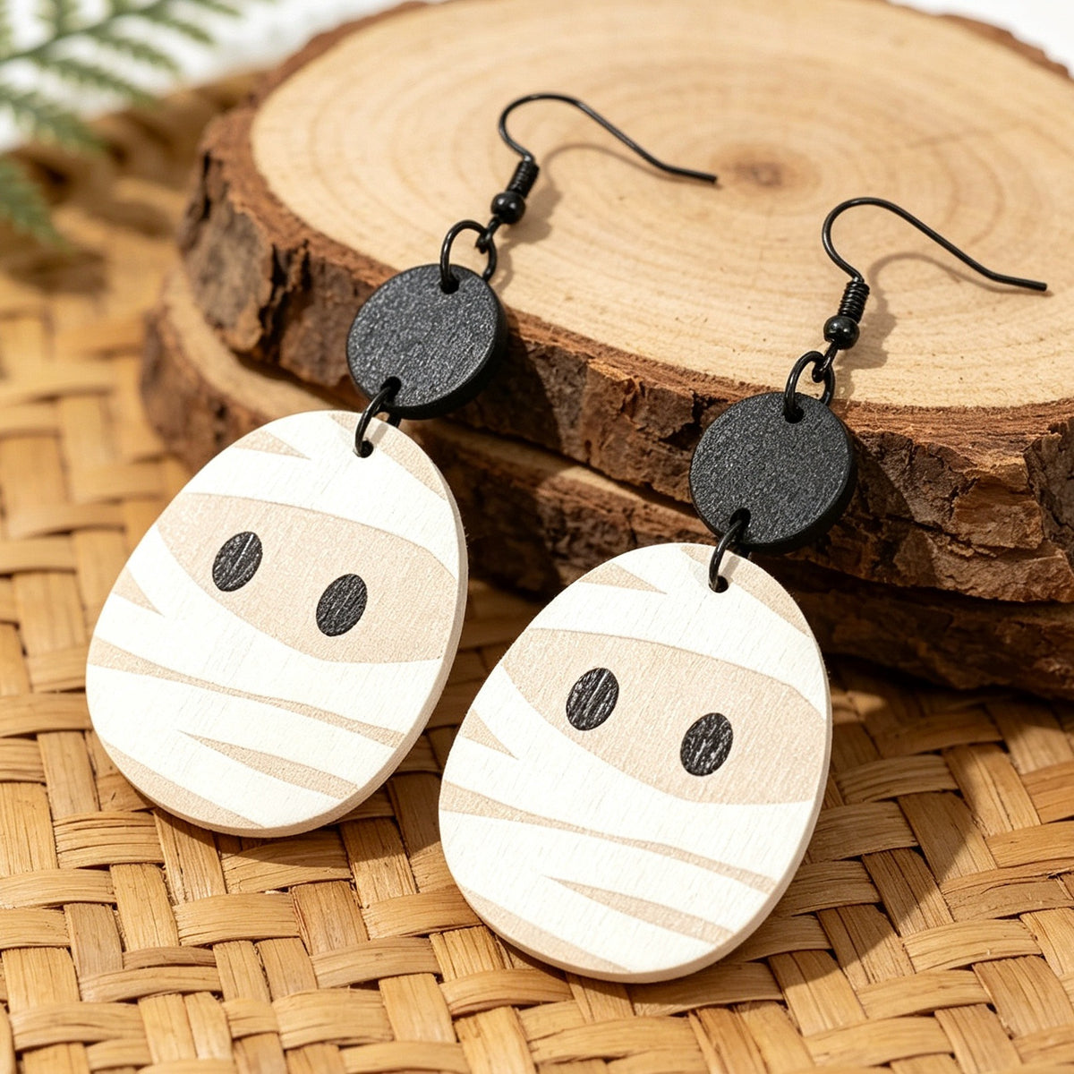 Geometric-shaped Mummy Wooden Creative Earrings