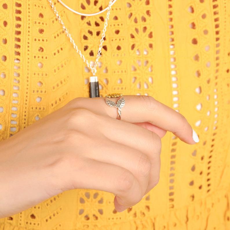 "you is my sunshine" Engraved Sunflower Ring
