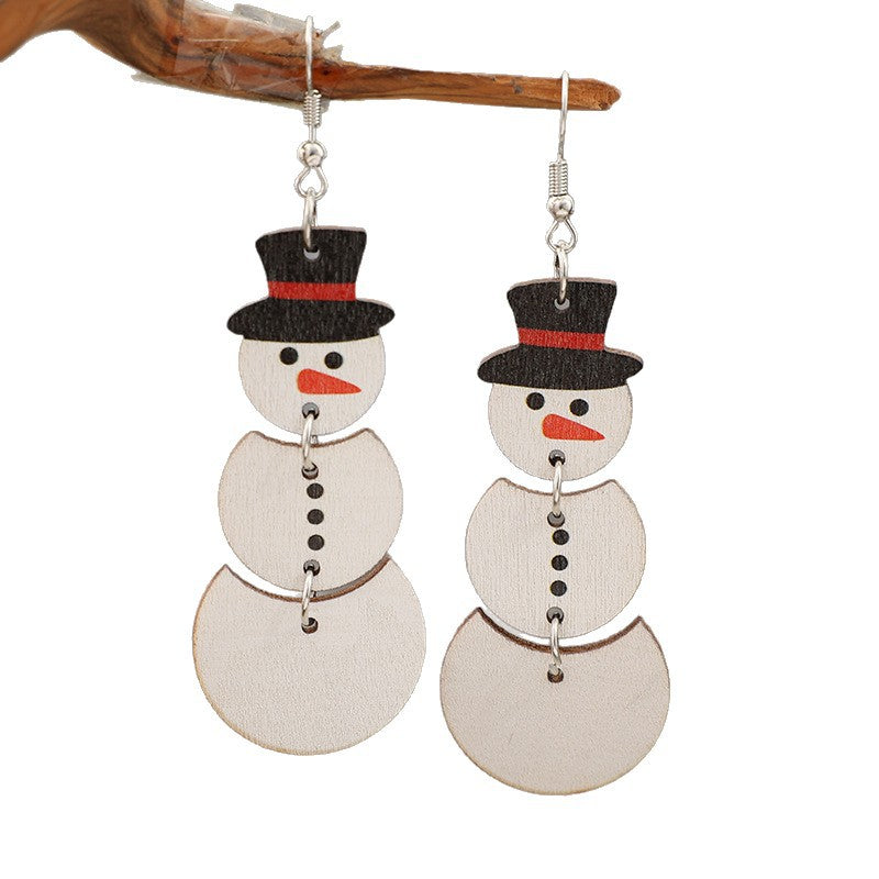 Winter Cartoon Snowman Multi-layered Assembled Earrings