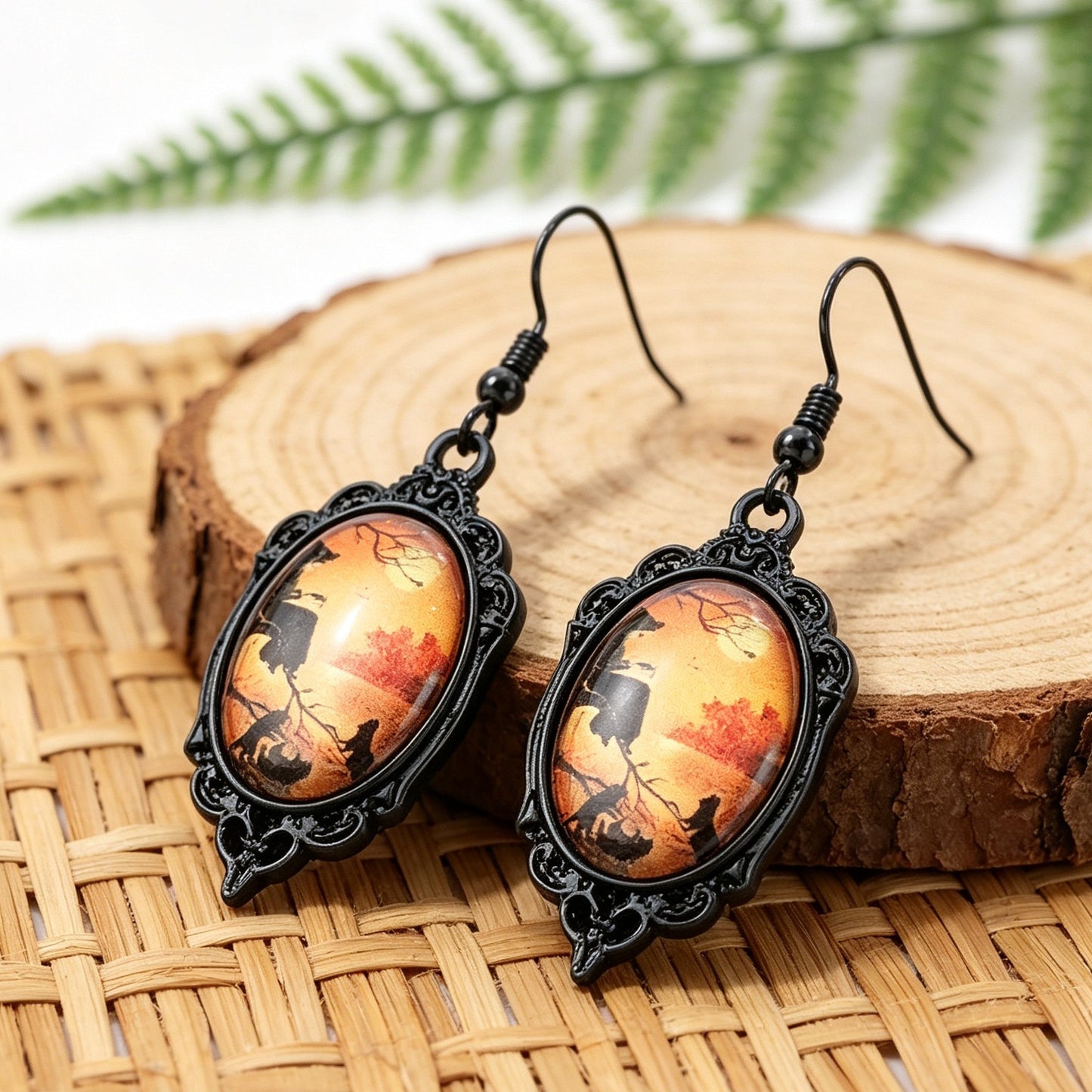 Gothic Celebration of Halloween - Oval Earrings