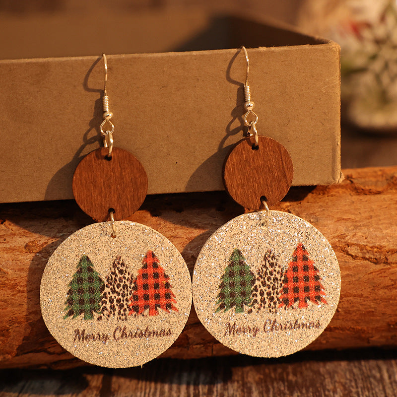 Round Sequin Multi-color Christmas Tree Earrings