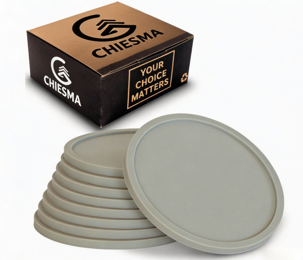 CHIESMA Premium Waterproof Plastic Coasters Stackable Heat Resistant Non-Slip for Home Office Bar Coffee Table