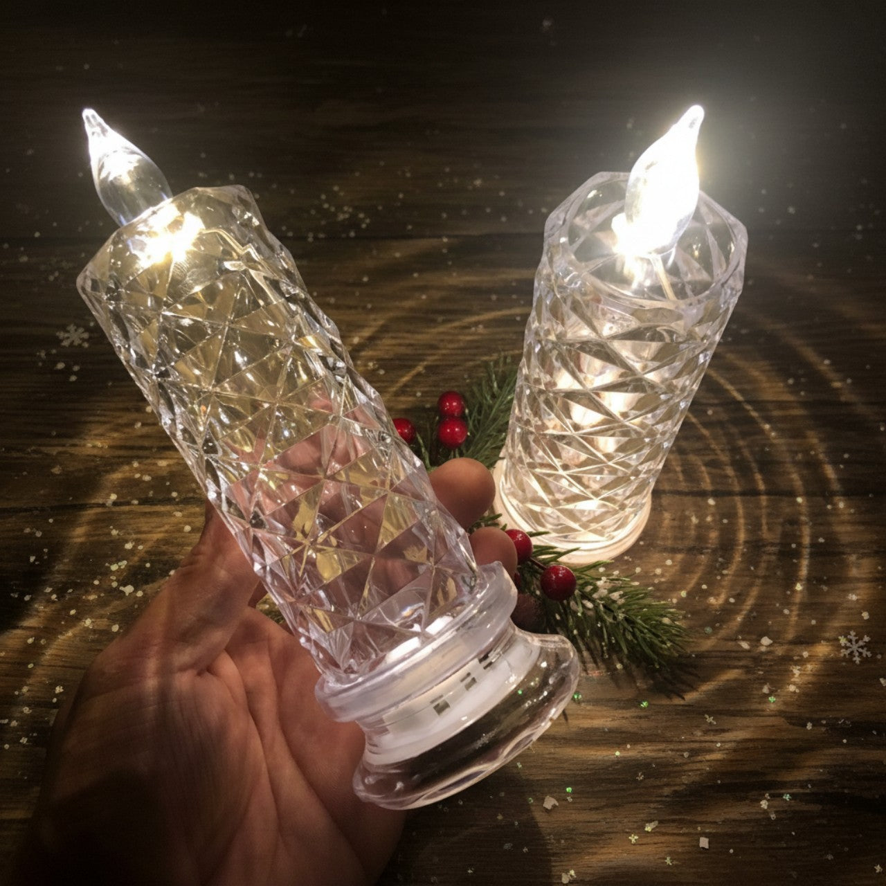 Rose Shadow LED Flameless Candles Set | Romantic Battery Pillar Lights