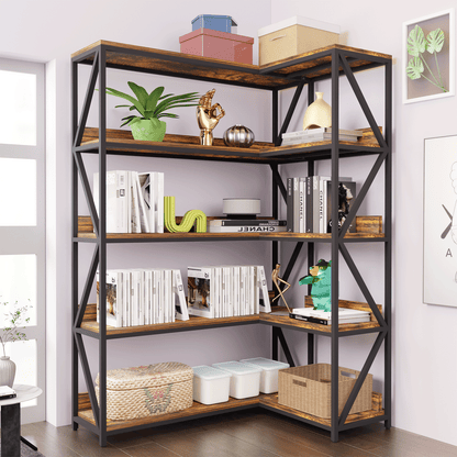 corner bookshelf in bedroom