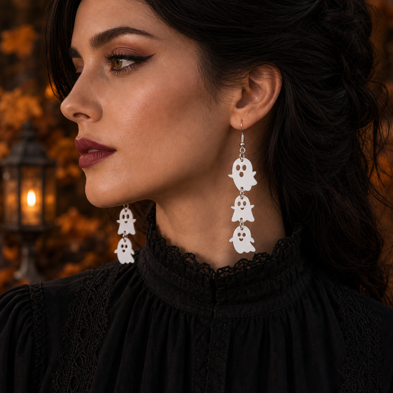 White Ghost Gothic-style Earrings
