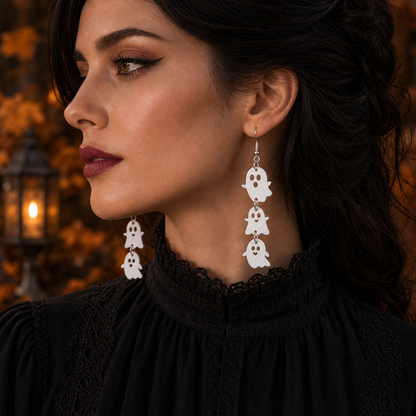 White Ghost Gothic-style Earrings