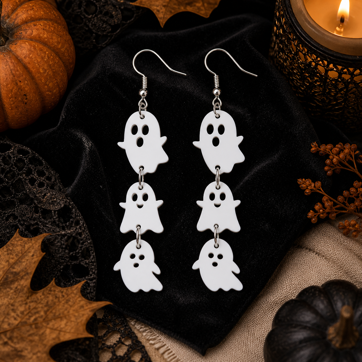 White Ghost Gothic-style Earrings