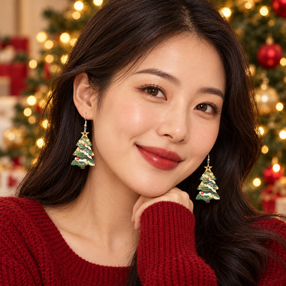 Colorful Lantern Christmas Tree-shaped Earrings