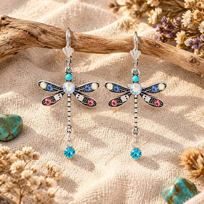 Colorful Diamond Dragonfly Fashion Earrings