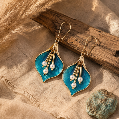 Pearl Flower Petal French-style Earrings