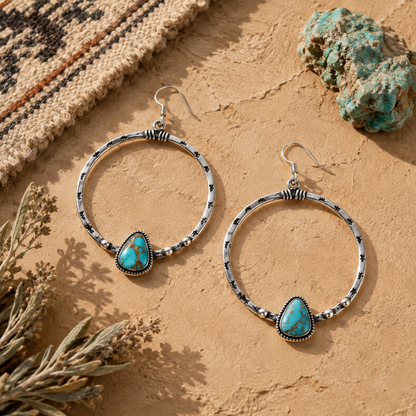 Retro Triangular Turquoise Earrings