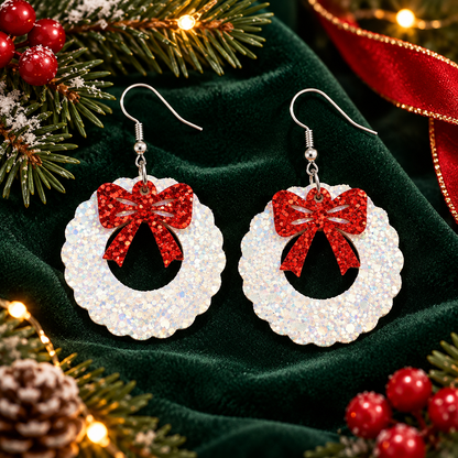 Red Sequin Bow earrings