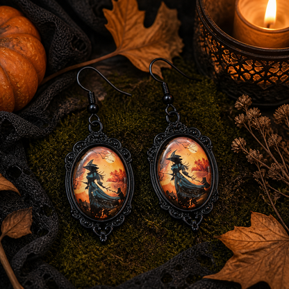 Gothic Celebration of Halloween - Oval Earrings