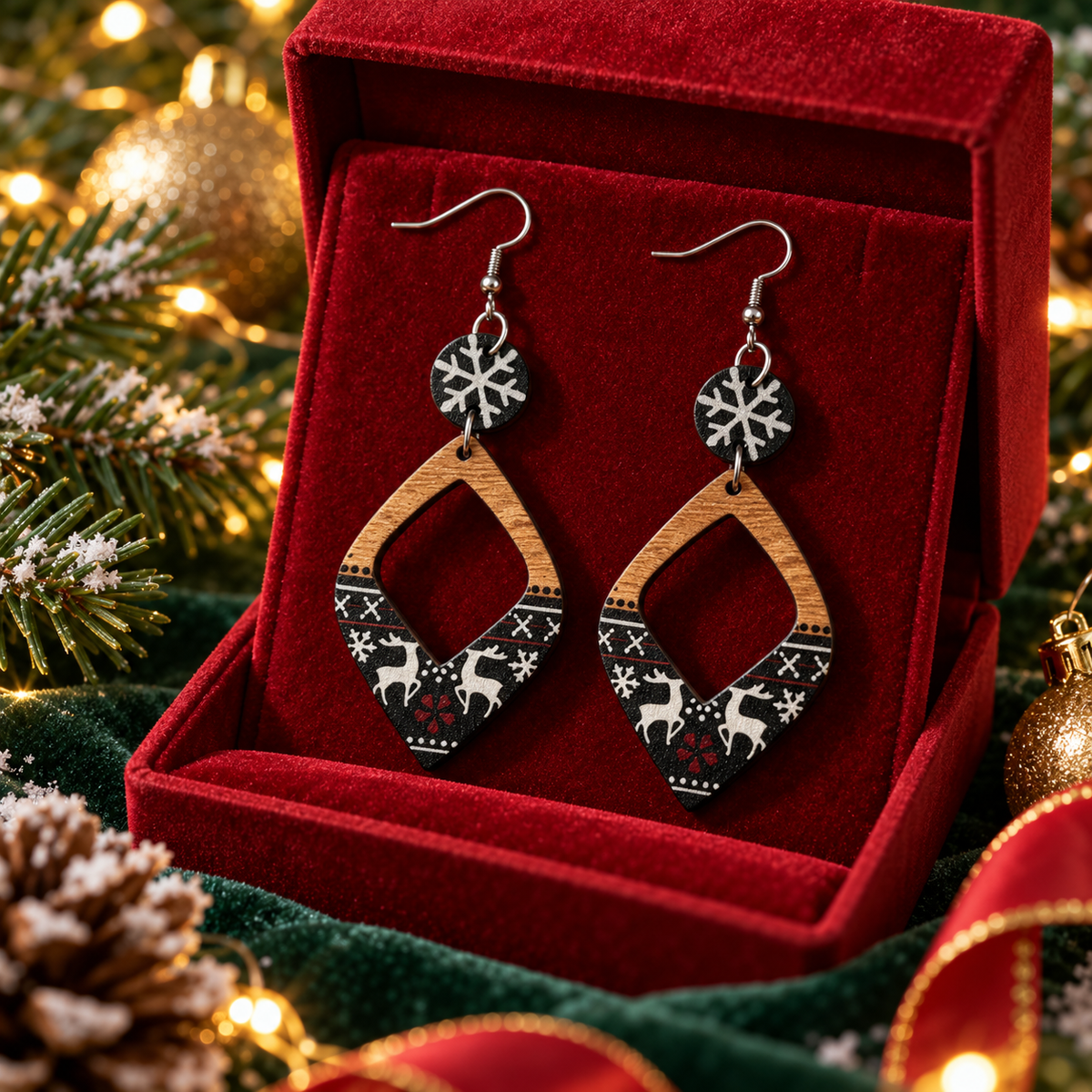 Cartoon Deer Rhombus Hollow Earrings