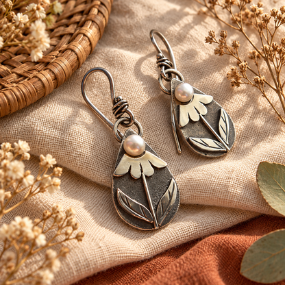 Vintage Water-drop Shaped Beaded Earrings