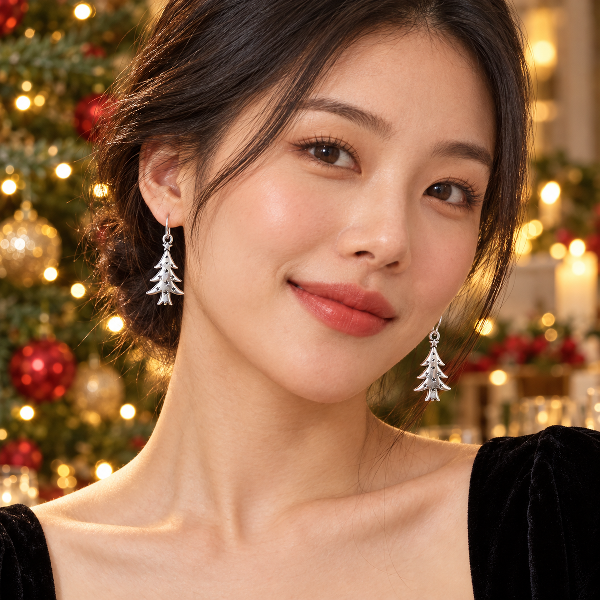 Exquisite and Simple Christmas Tree Earrings