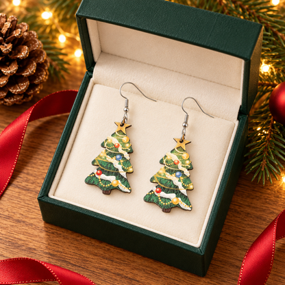 Colorful Lantern Christmas Tree-shaped Earrings