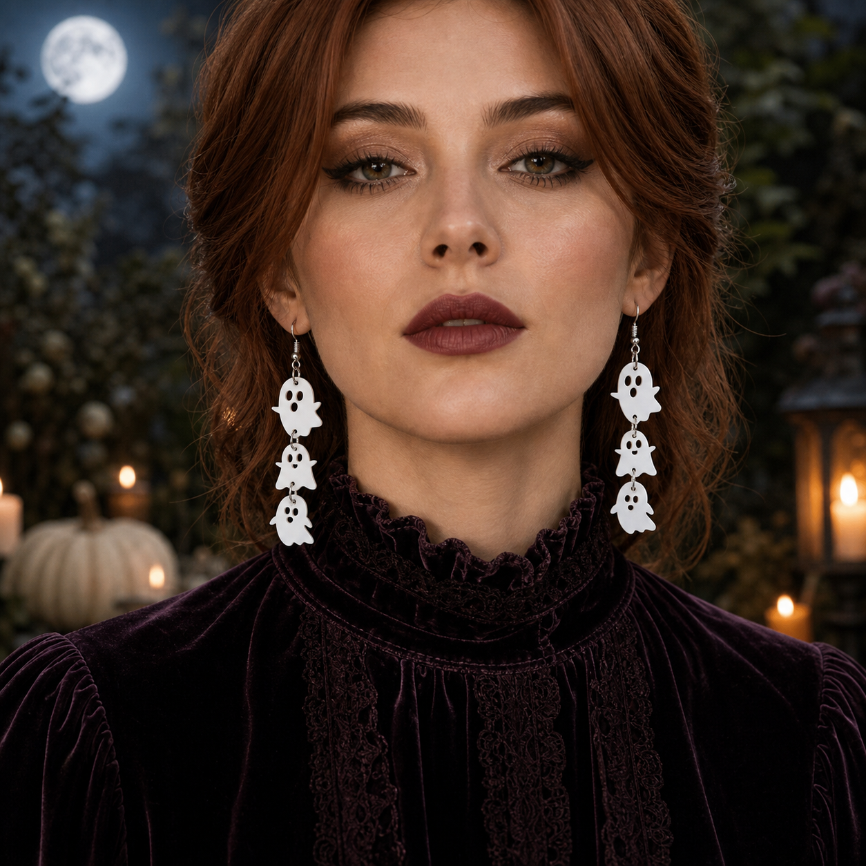 White Ghost Gothic-style Earrings