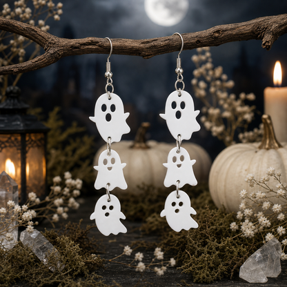 White Ghost Gothic-style Earrings