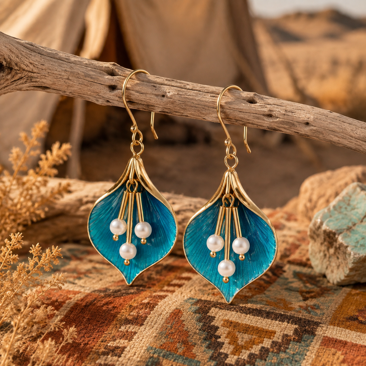 Pearl Flower Petal French-style Earrings