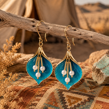 Pearl Flower Petal French-style Earrings