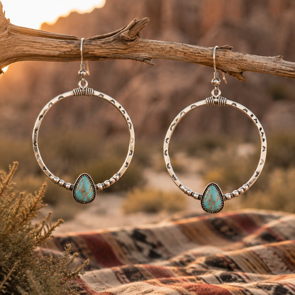 Retro Triangular Turquoise Earrings