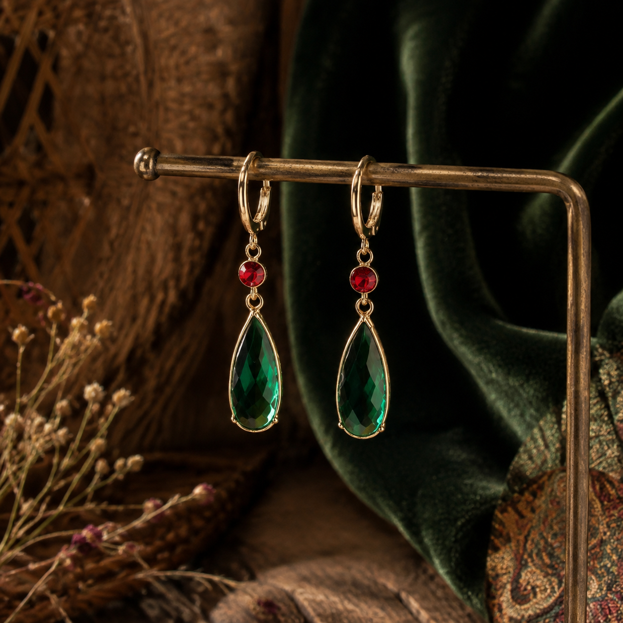 Gemstone Green Earrings
