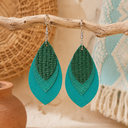 Multi-layered Water-drop Style Leather Earrings
