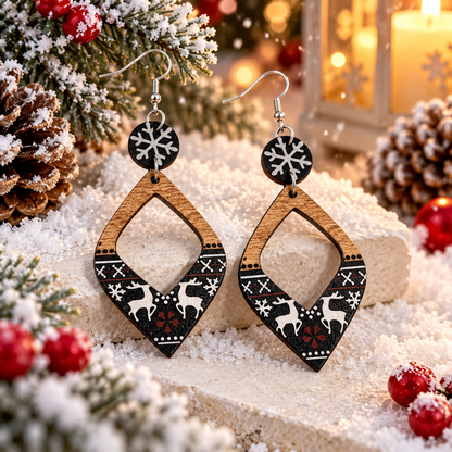 Cartoon Deer Rhombus Hollow Earrings