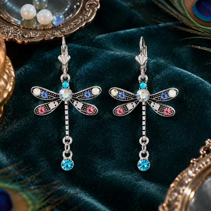 Colorful Diamond Dragonfly Fashion Earrings