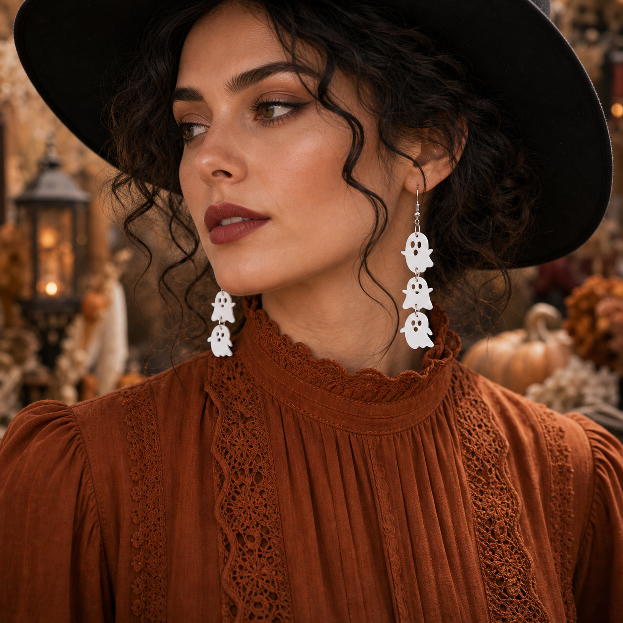 White Ghost Gothic-style Earrings