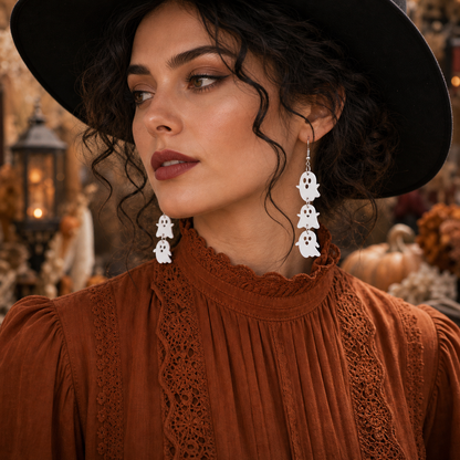 White Ghost Gothic-style Earrings