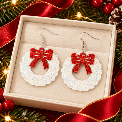 Red Sequin Bow earrings