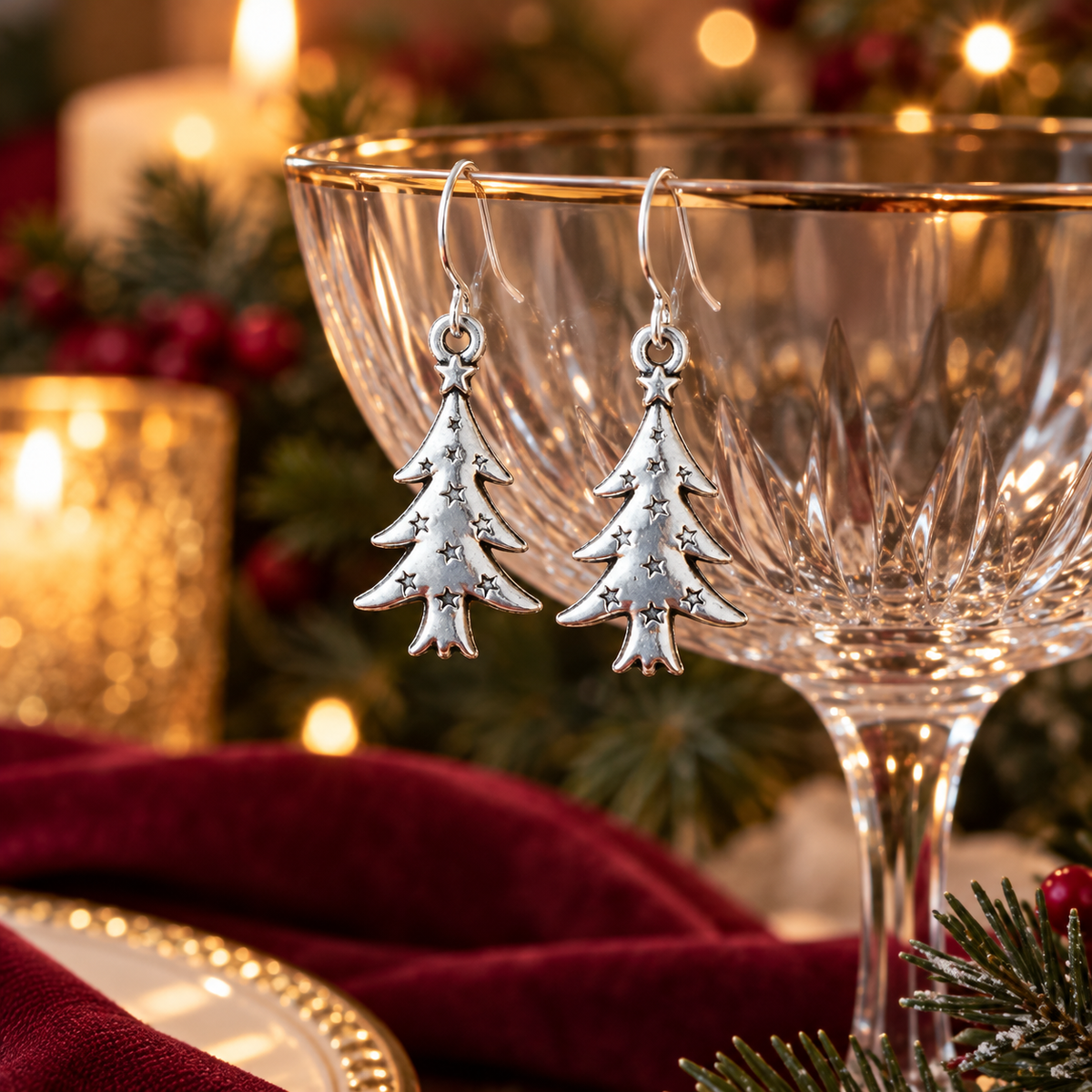 Exquisite and Simple Christmas Tree Earrings