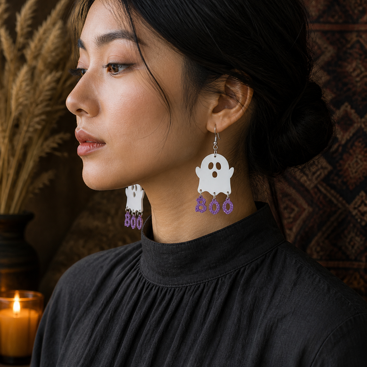 Halloween Ghost Sequin Earrings