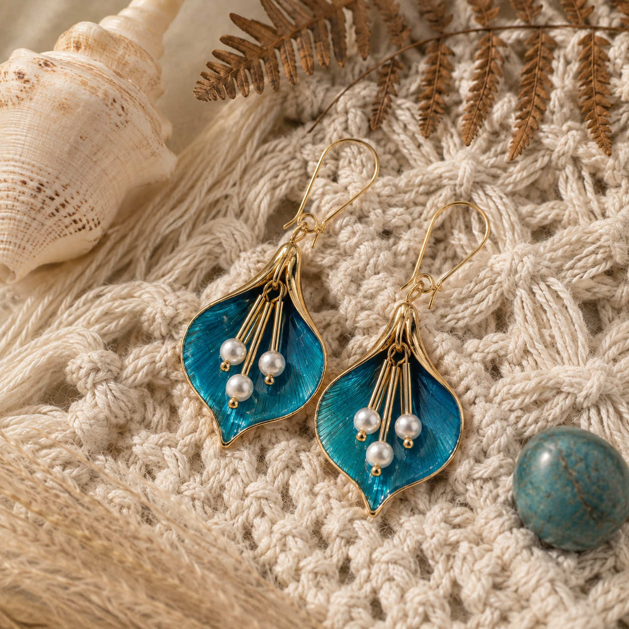 Pearl Flower Petal French-style Earrings