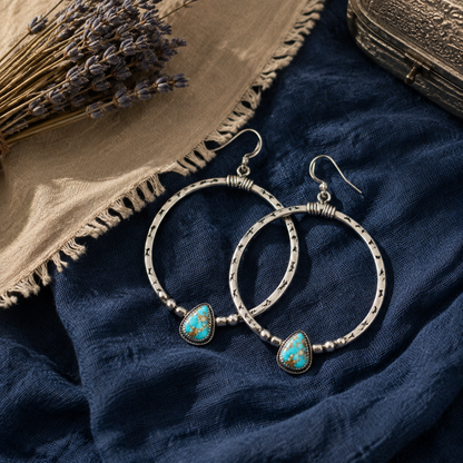 Retro Triangular Turquoise Earrings