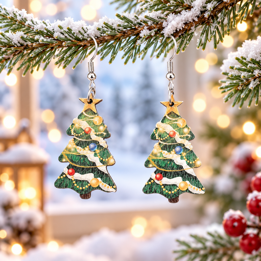 Colorful Lantern Christmas Tree-shaped Earrings