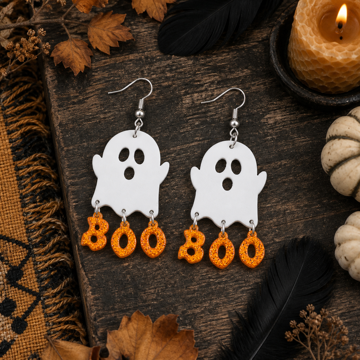 Halloween Ghost Sequin Earrings