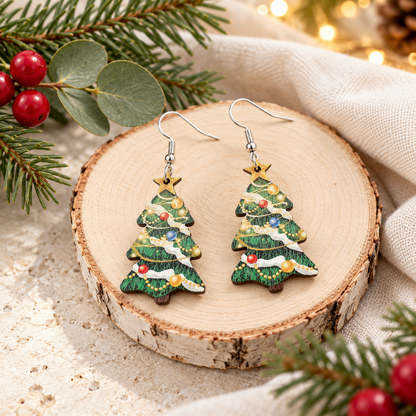 Colorful Lantern Christmas Tree-shaped Earrings
