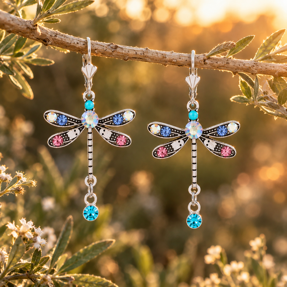 Colorful Diamond Dragonfly Fashion Earrings