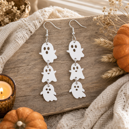 White Ghost Gothic-style Earrings